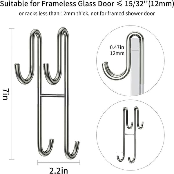 2stk Glasdørkrog Dobbeltsidet krog 2STK 2STK 2pcs