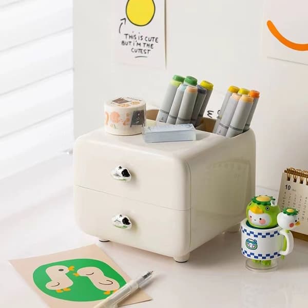 Desktop Förvaringslåda Låda Brevpapper Pennhållare VIT white