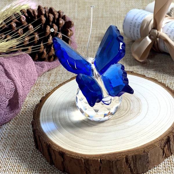 Crystal Butterfly Statyett Glas Miniatyr GUL Yellow