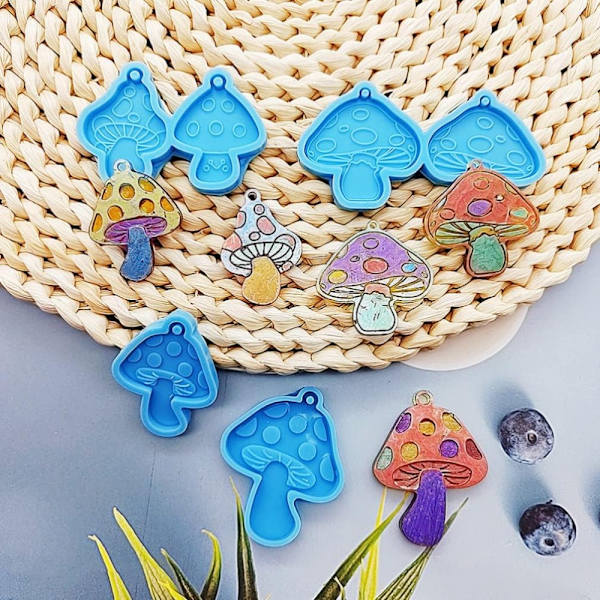 4 stk Svampe Resin Forme Nøglering Silikone Silikone Resin
