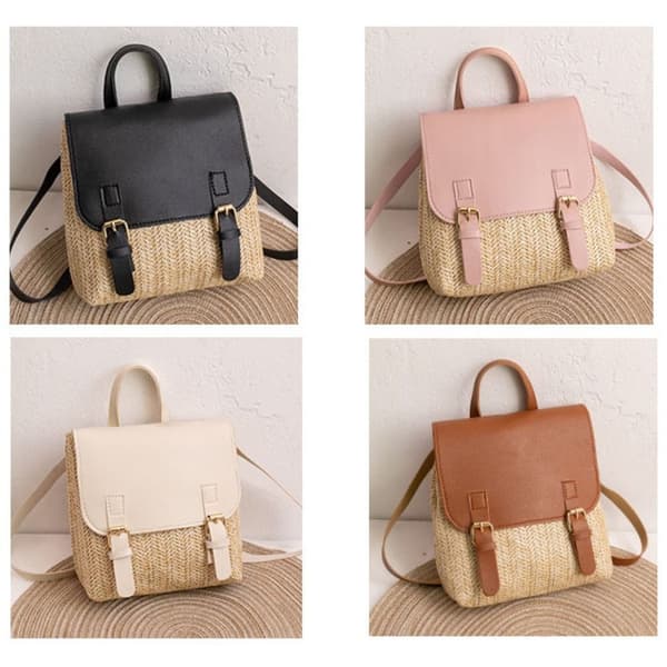 Straw Backpack Skulderveske SVART black