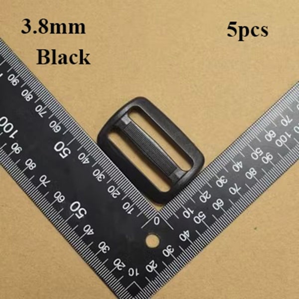 5 stk Tri Glide Slider Ladder Låsespænder SORT 3,8MM Black 3.8mm