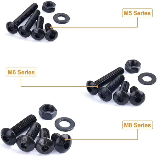 360st Knapphuvud Socket Cap Skruv Bultar Muttrar Brickor