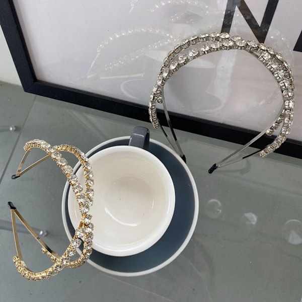 Barokk pannebånd Rhinestone Crown SØLV silver