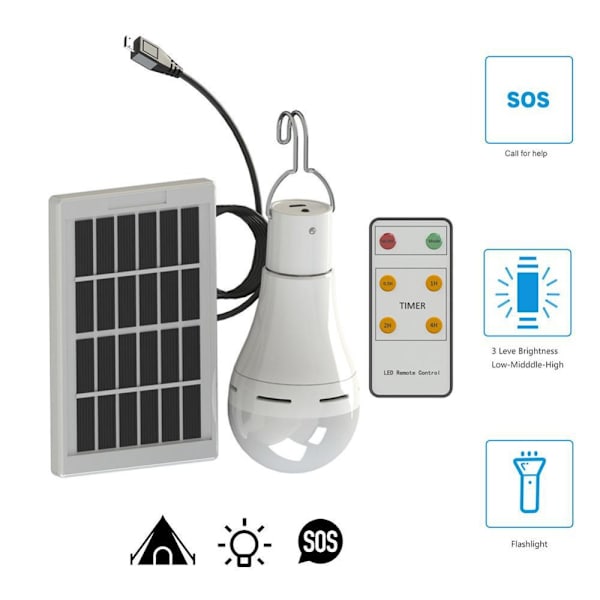 Solar campinglys Sollys drevet lampe 7W 7W 7W