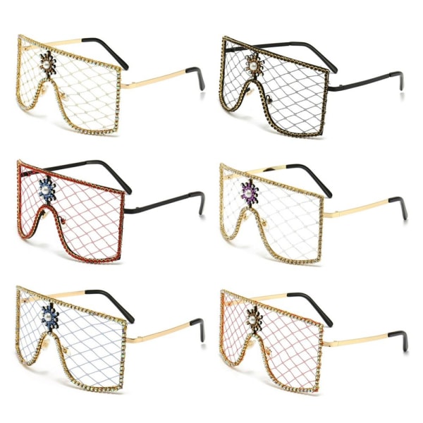 Rhinestone Mesh Glasses Y2K Solbriller C04 C04 C04
