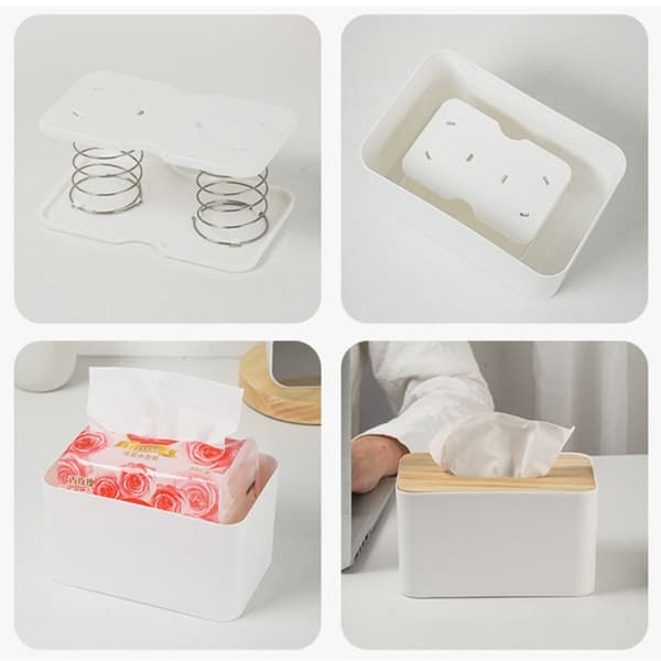 4 stk Papirhåndkleboks Springholder Tissue Box Spring Support 4pcs black