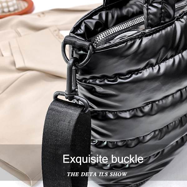 Puffer Tote Bag Quiltet Puffy Håndtaske SORT Black