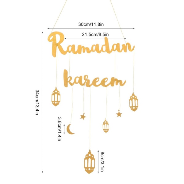 2023 Eid Mubarak Ramadan Kareen Decor Moon And Star gold