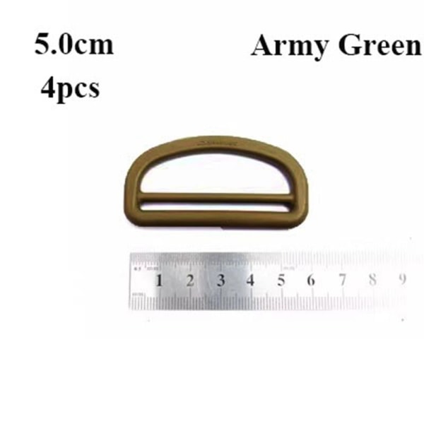4 stk Bæltekroge Webbing Spænder ARMY GREEN 5.0CMSTYLE 2 STYLE 2 Army Green 5.0cmStyle 2-Style 2