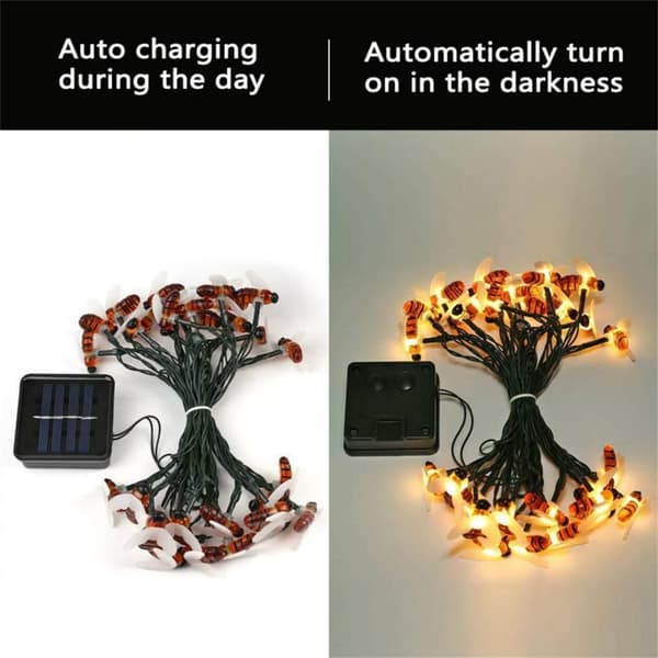 Solcellsdriven Söt Honungsbi LED Ljusslinga