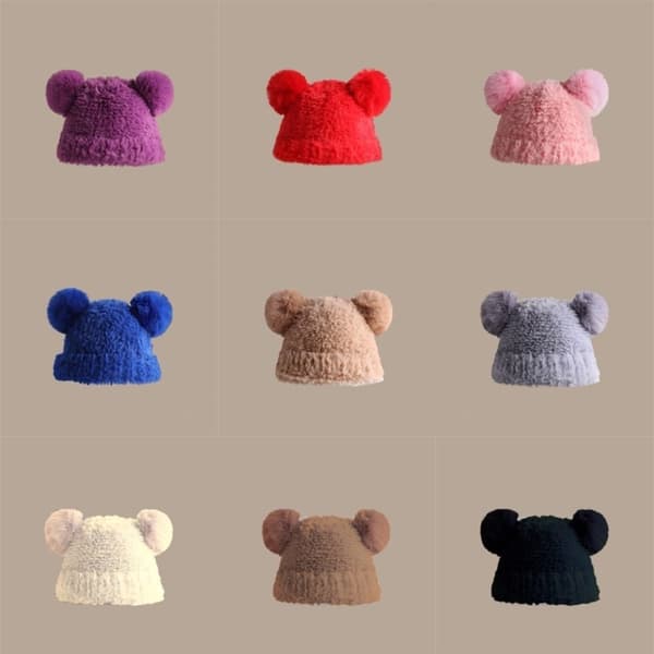Stickad mössa Bear Ear Hat GRÅ grey
