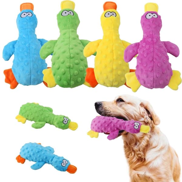 Hundleksaker Plysch Squeaky Duck BLÅ Blue