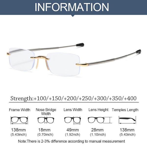 Sammenfoldelige læsebriller Briller GOLD STRENGTH 300 Gold Strength 300