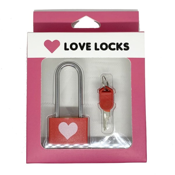 Långt handtag Parlås Love Lock Hänglås Alla hjärtans dag röd