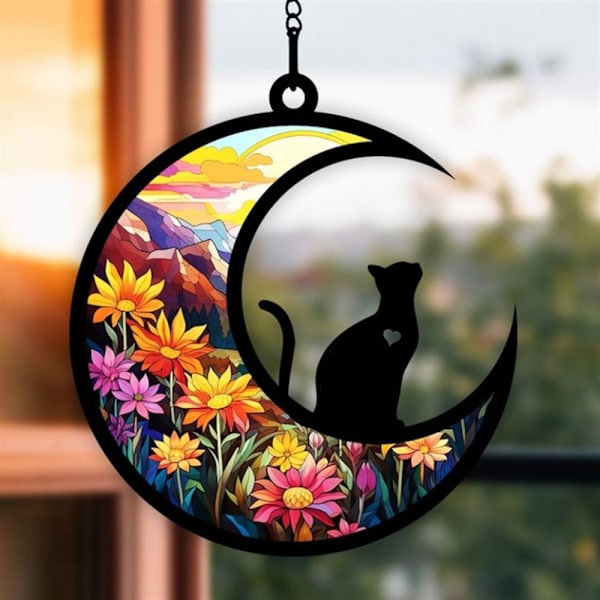 Halloween Cat Charms Månformade kattdörrskransar C C C