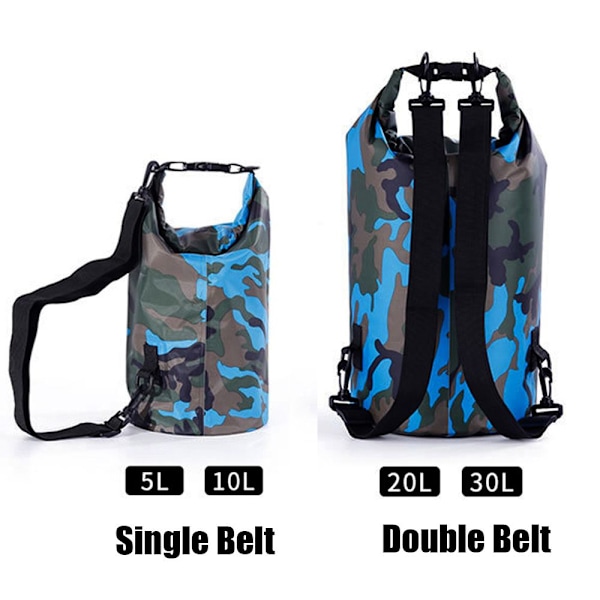Vattentät torrväska strandbadväskor River Ocean ryggsäck Blue 10L
