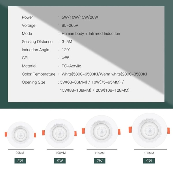 LED Loftslys Downlight 9WCOLD HVID KOLD HVID 9WCold White