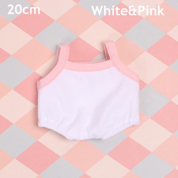 Dukke Camisoles Dukkeklær HVIT&ROSA 20CM White&Pink 20cm