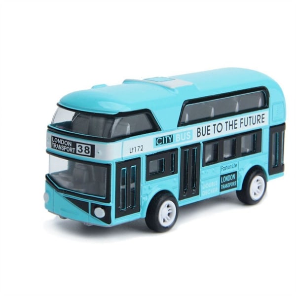 Double Decker Bus Legetøj Model Pull Back Legetøj BLÅ Blue