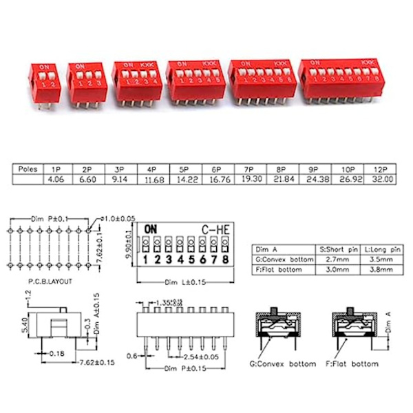 45 kpl Koodauskytkin Vipukytkin Double Row Dip Switch