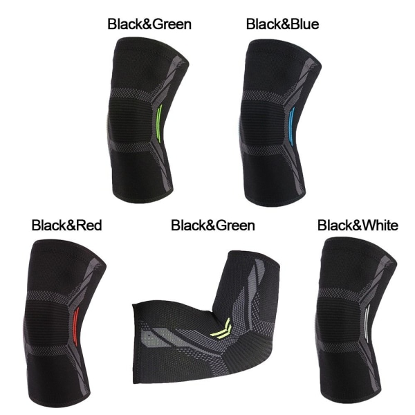 Sportknäskydd Kompressionsknästöd SVART&GRÖN ARMBÅG Black&Green LElbow Protector-Elbow Protector