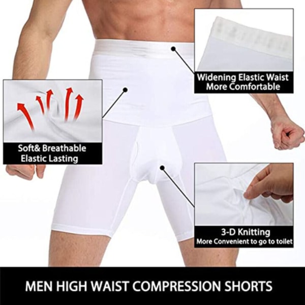 Tummy Control Shapewear laihduttavat shortsit VALKOINEN L White L