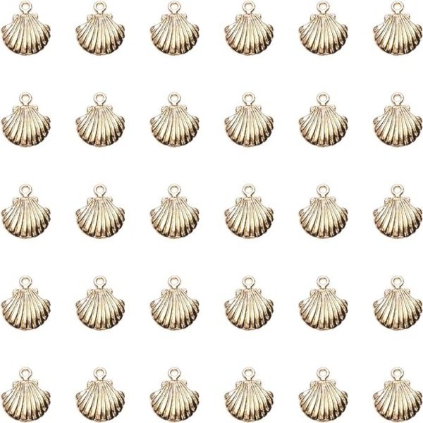 100 st Havsdjur tema Mini Golden Shell Charms Pilgrimsmussla DIY