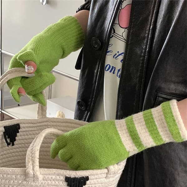 Stickade handskar Varma handskar GRÖN green