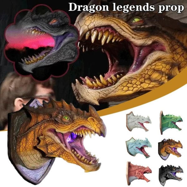 3d Dragon Head Veggmontert Skulptur Dinosaur Head Luftfukter White