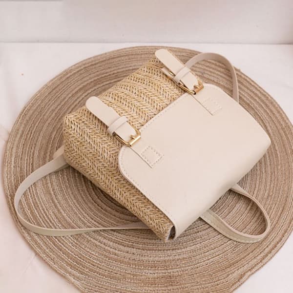 Straw Backpack Skulderveske SVART black