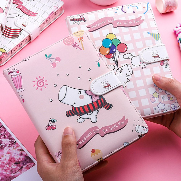 224 sidor Barn Söt Notebook Planner Agenda Anteckningar Bok A