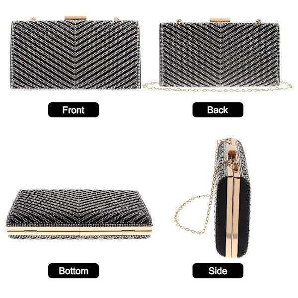 Evening Clutch Bag Bryllup Evening Bag SVART Black