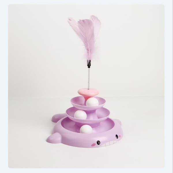 Kitten Interactive Roller Toy Avtakbar Tower Platespiller BLÅ Blue