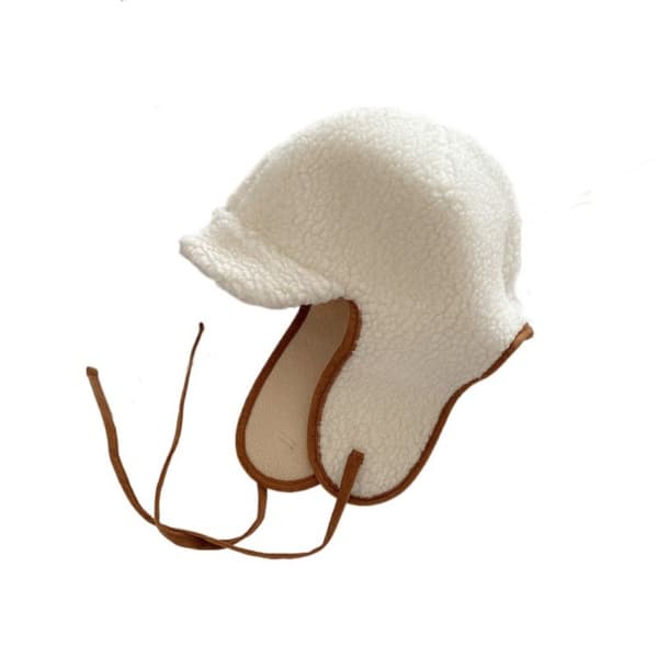 Piger Bomber Cap Fluffy Fur Hat HVID white