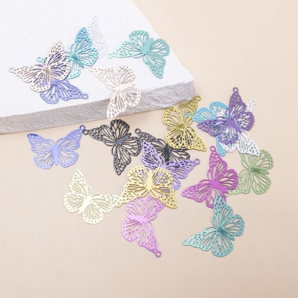 20st Rostfritt stål Charms Butterfly Filigree Charms Rainbow