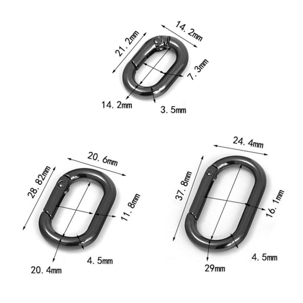 5 stk Spring Oval Ringe Taske Bæltespænder SØLV 28,8X20,6MM Silver 28.8x20.6mm