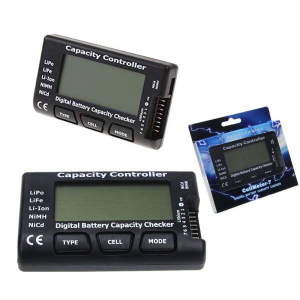 7 Digital batterispänningstestare Kapacitetskontrollertest Black