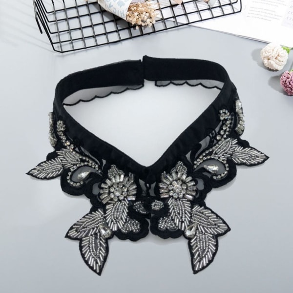 Pearl Fake Collar Avtagbar krage Halslinje SVART 3 3 black 3-3
