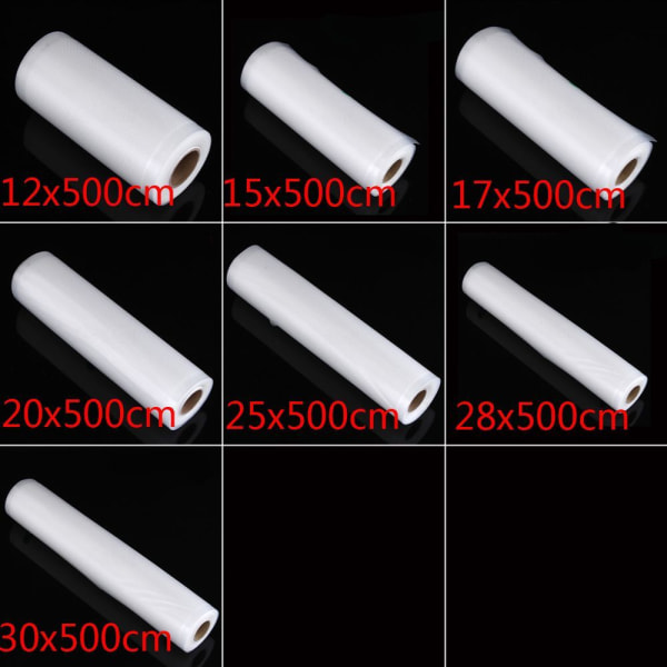 7 Størrelse 500 cm Vacuum Sealer Poser Fruit Fresh Keeper Pouch 17x500cm