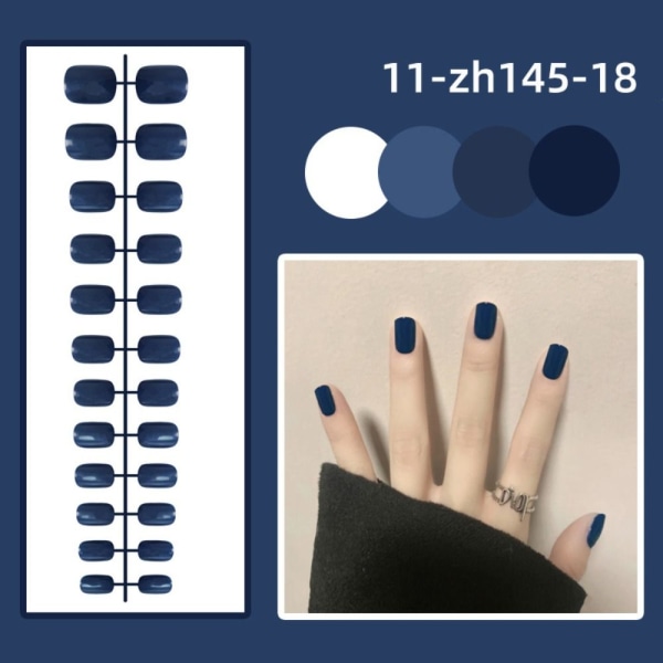 24 st Enfärgade falska naglar Kort fyrkantigt huvud falska naglar 11-zh113-12