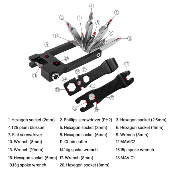 Sykkelreparasjonsverktøy Sekskantnøkkel Flathodenøkkel