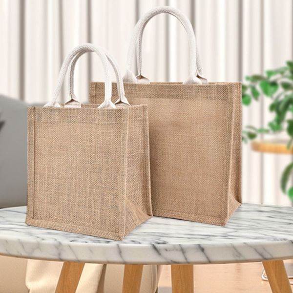 Kvinder linned taske Jute muleposer 31X27X16CM 31x27x16cm