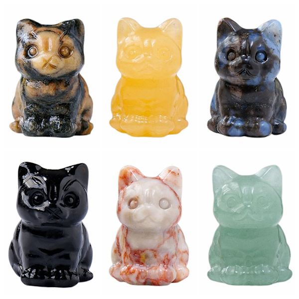 Luonnollinen Crystal Cat Figurine Fortune Cat Statue 7 7 7
