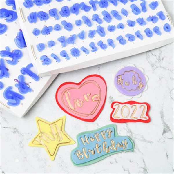 3 sett Alfabet Number Cake Stempel Opper Small Case Stamp Set numbers&symbols