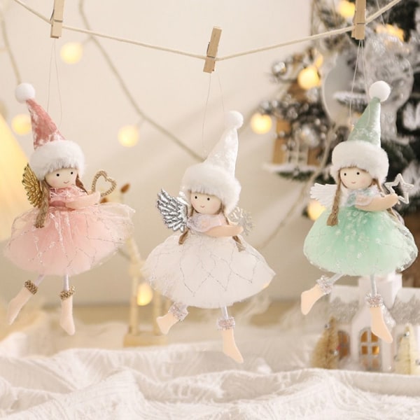 Christmas Angel Dolls Xmas Tree hänge ROSA Pink