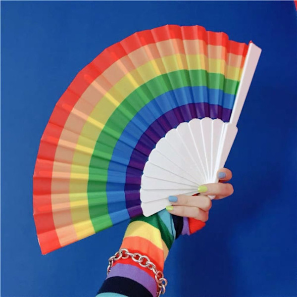 12st Folding Rainbow Fan Rainbow Hand Fan Rainbow Handheld Fan