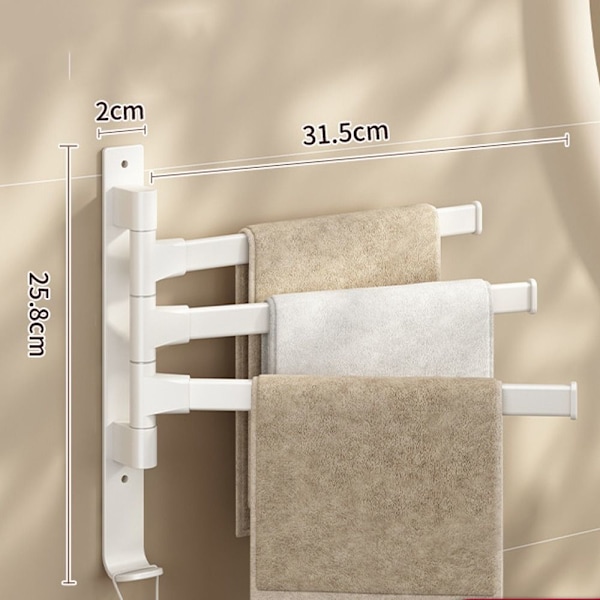 Roterende håndklestativ Badehåndkleholder SORT 3 STENGER 3 STENGER black 3 rods-3 rods