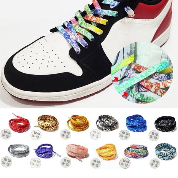 Cashew Flower Flade Snørebånd Sneakers Snørebånd SORT Black