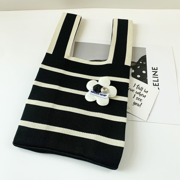 Stripe Knit Håndtaske Knot Wrist Bag SORT black